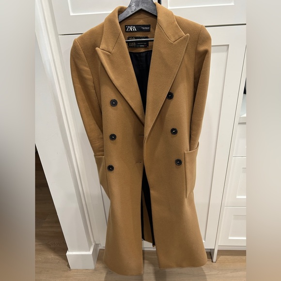 Zara - XS Double Breasted Woot Coat - Camel - Picture 2 of 4